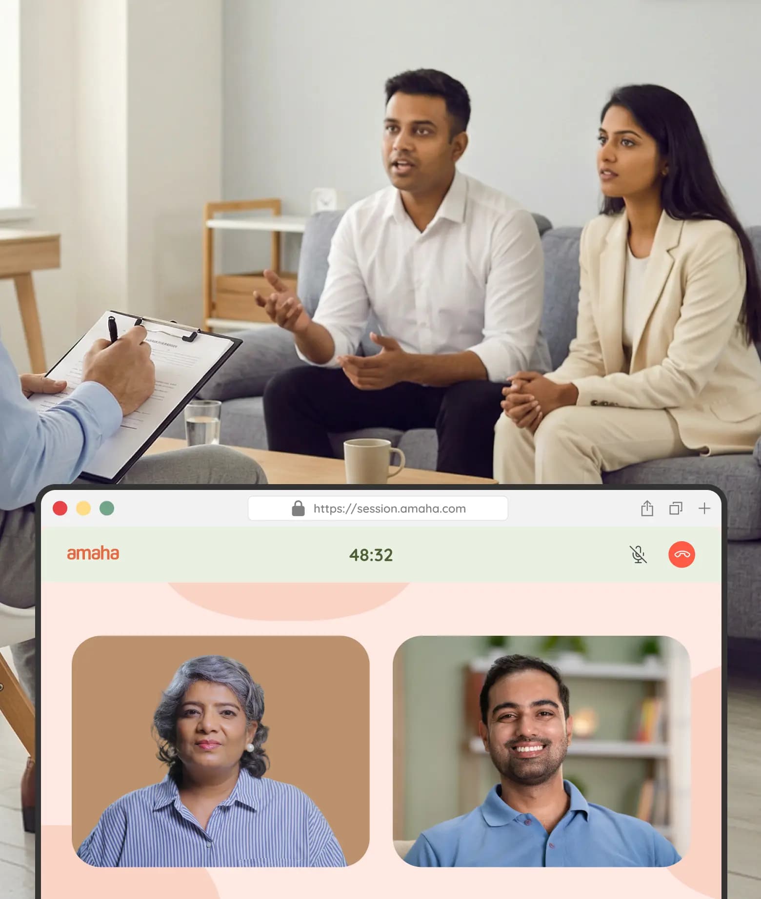 Couple in their first therapy session